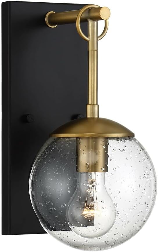1 Light Outdoor Wall Lantern in Mid-Century Modern Style-11 Inches Tall and 6 Inches Wide-Oil Rubbed Bronze/Natural Bras