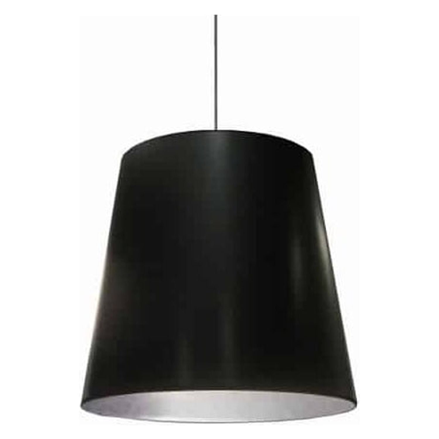 1 Light Oversized Drum Pendant With Shade-Finish:Black On Silver