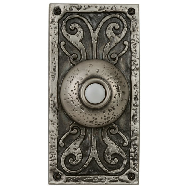 Fleur De Lis Living Pewter Push Button Doorbell