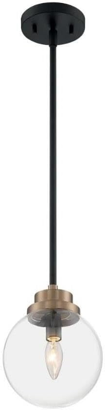 1 Light Pendant in Industrial Style-7.75 Inches Wide by 10.25 Inches High-Matte Black/Brass Finish