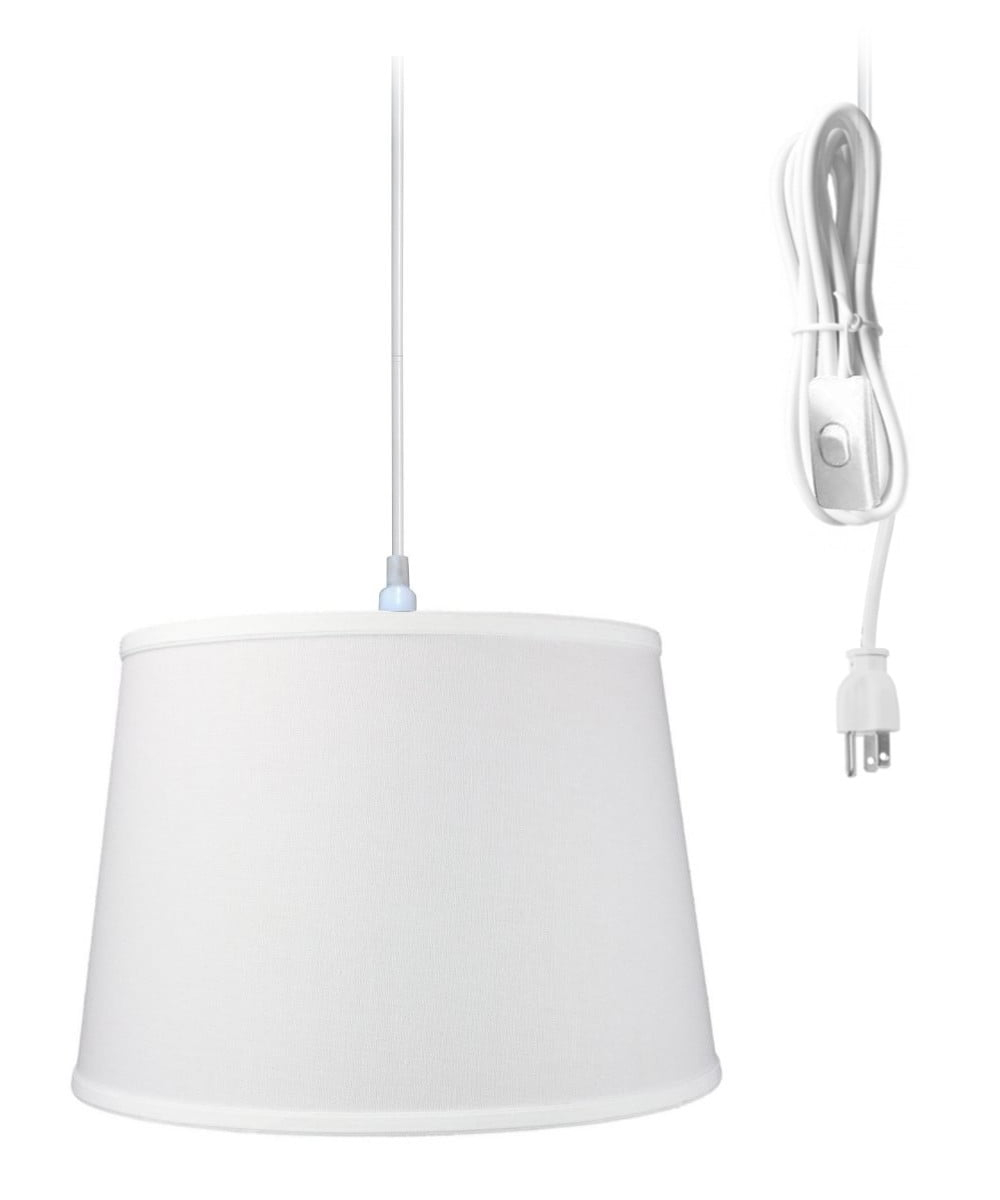 1-Light Plug In Swag Pendant Ceiling Light White Shade 16"w