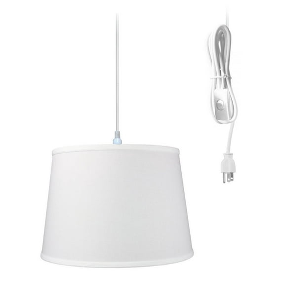 1-Light Plug In Swag Pendant Ceiling Light White Shade 16"w