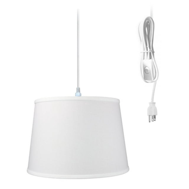 1-Light Plug In Swag Pendant Ceiling Light White Shade 16"w
