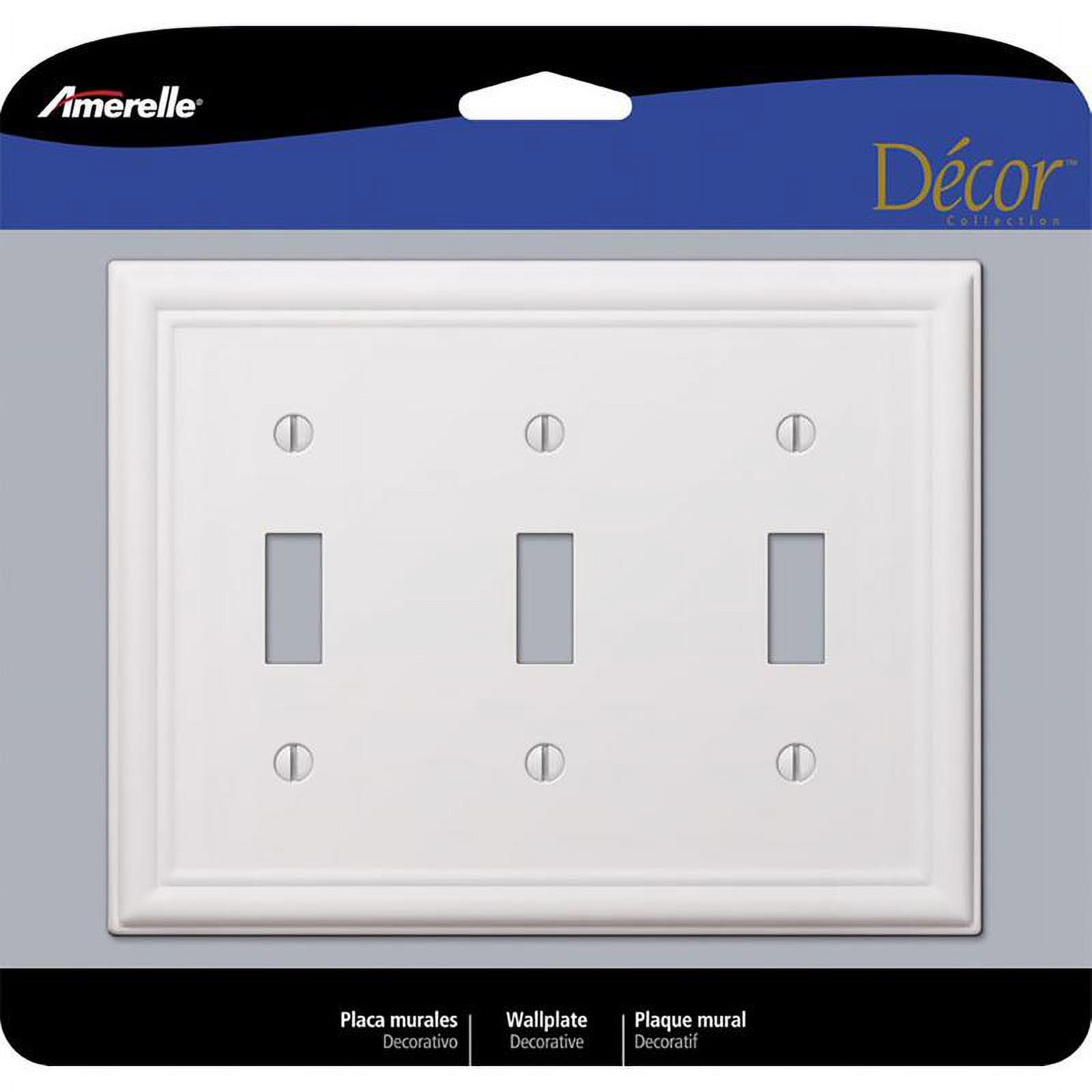 3-Gang - Bright White Toggle Stone Wall Plate (1 Pack)