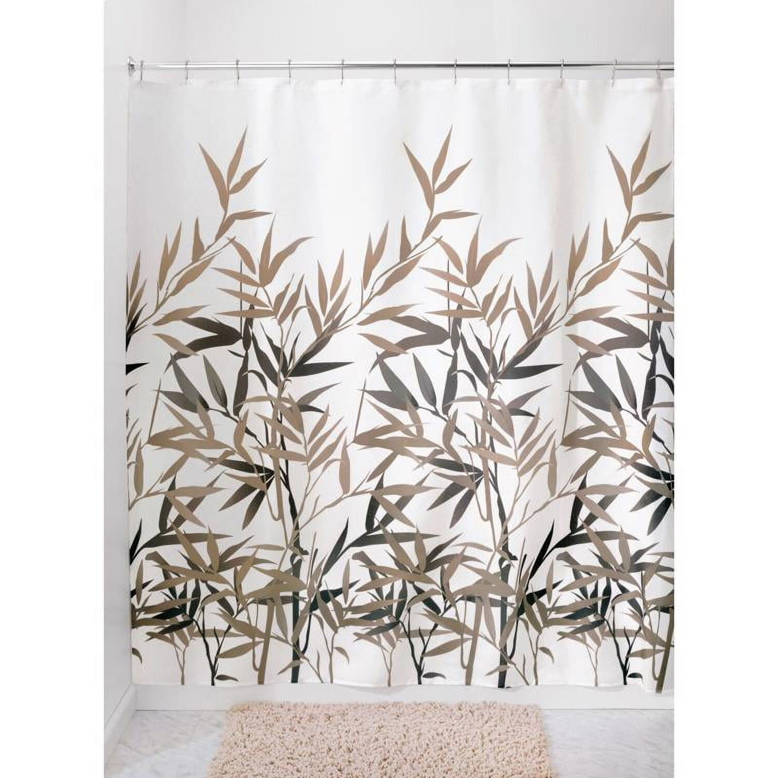 iDesign Black and Tan Polyester Standard Shower Curtain, 72" x 72"