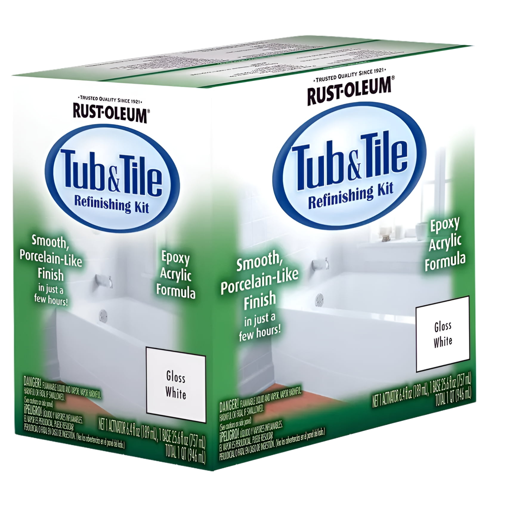 White, Rust-Oleum Gloss Tub & Tile Refinishing Kit- 384165
