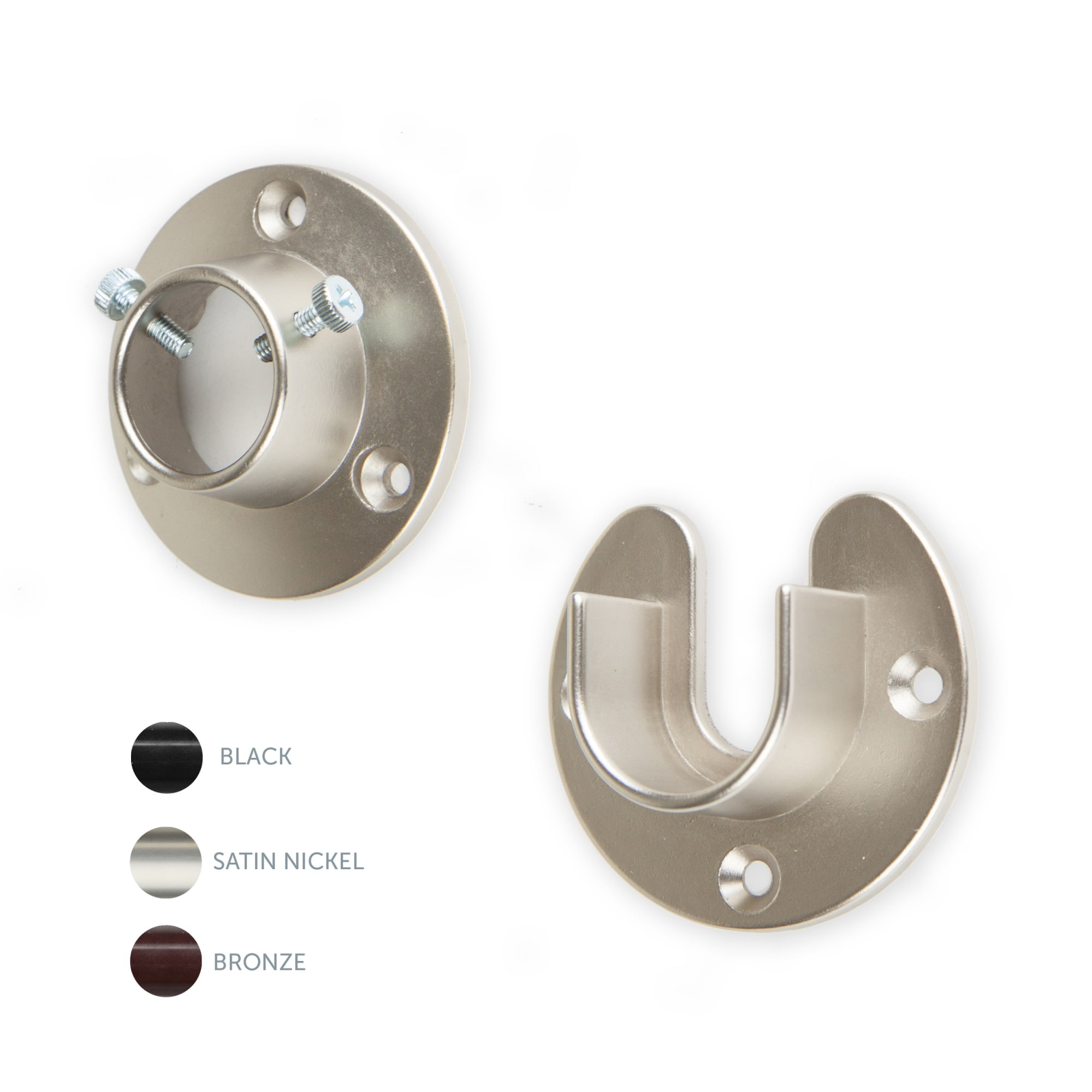 1 inch Rod Socket (Open/Close) - Satin Nickel