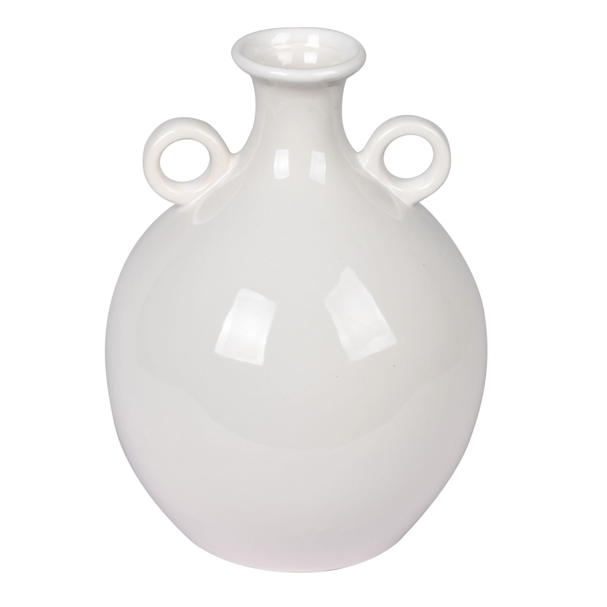 Vickerman 10" Light Gray Ceramic Pot with Handles. This ceramic pot features a round body and small handles. This pot can stand on its own as a