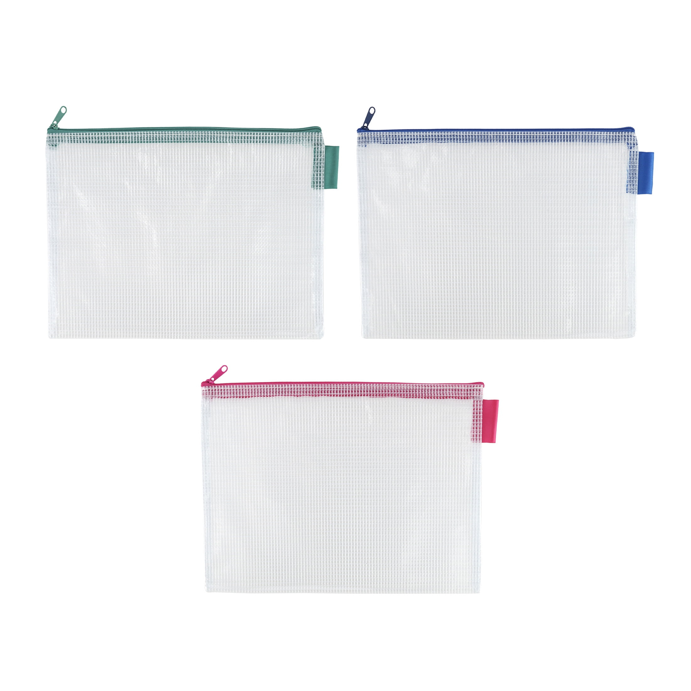 10" Mixed Mesh Accessory Zipper Pouches by Simply Tidy - Reinforced Organizer for Office - Crafts & On-the-Go Storage - 3 Count
