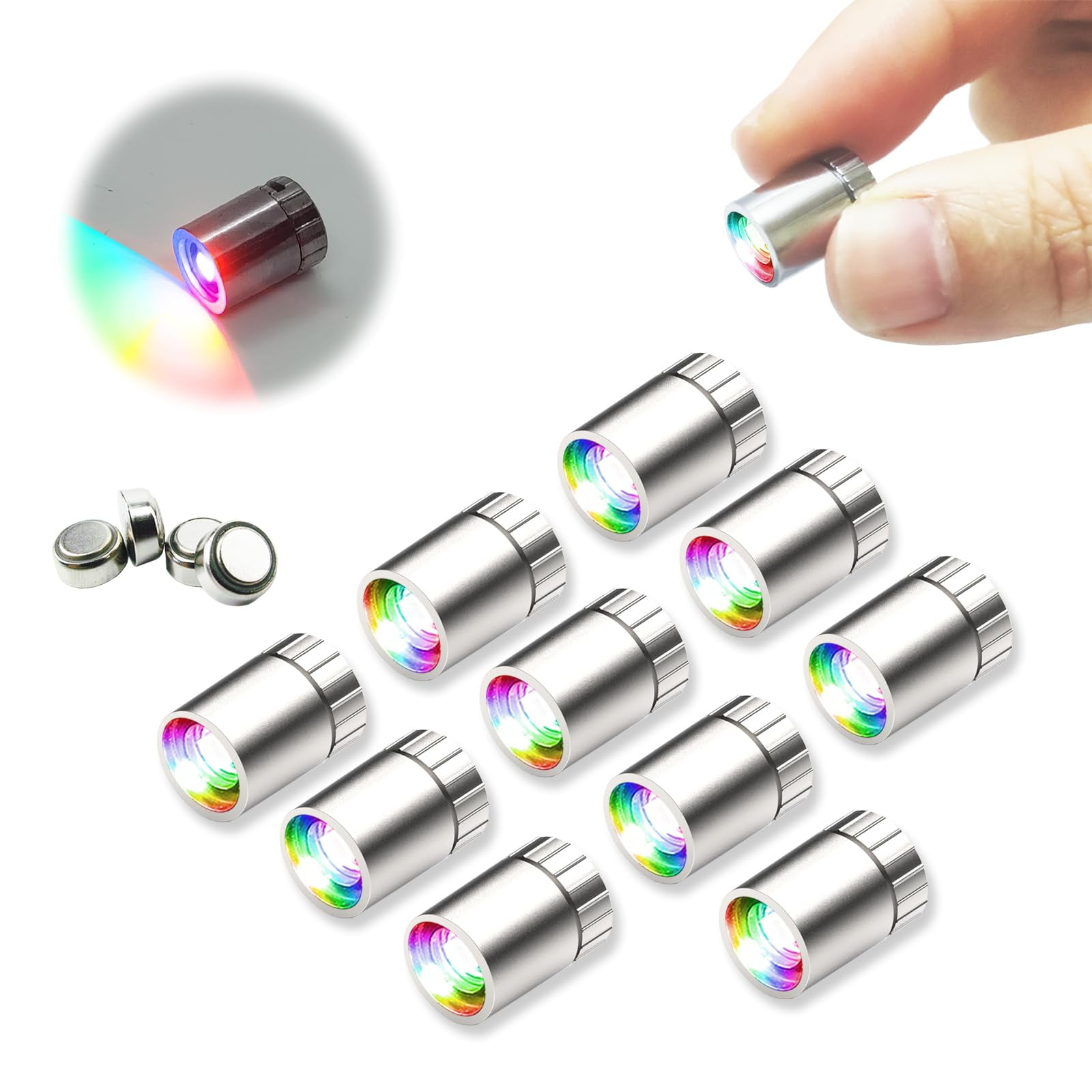 10 Pack Small Spotlight, Battery Operated LED Outdoor Lights, LED Wireless Miniature Spot Light for Artwork Painting, Jewelry Showcase Display, Closet, DIY Hand Craft (Multi-Color Changing)
