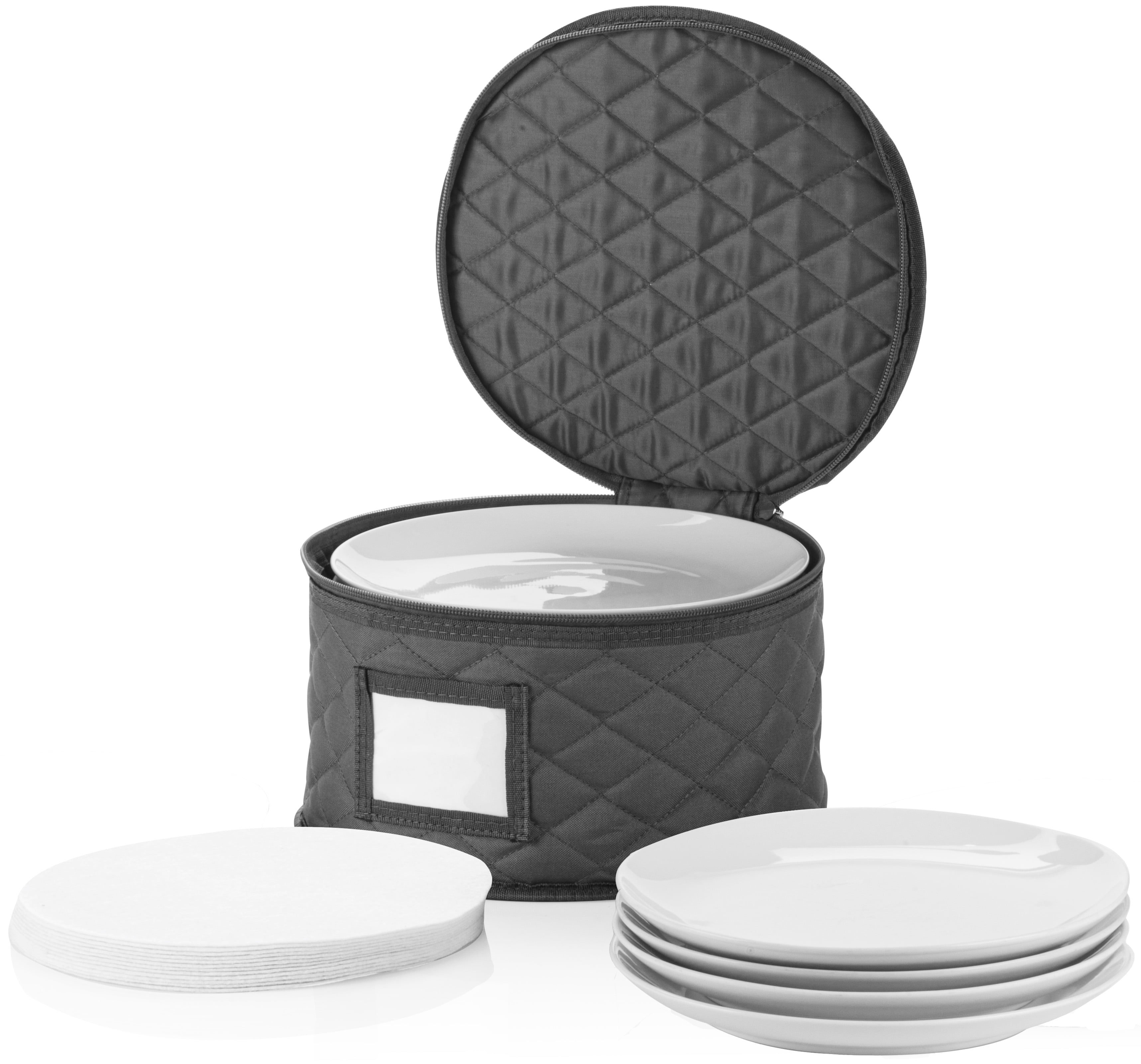 10" Salad Plate Quilted Cases - China Storage Container - Stackable With Padded Interior to Store your Dinnerware Dishes - Great for Luncheon Plates and Pasta Bowls