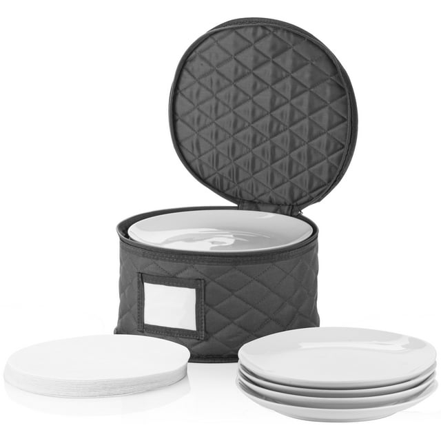 10" Salad Plate Quilted Cases - China Storage Container - Stackable With Padded Interior to Store your Dinnerware Dishes - Great for Luncheon Plates and Pasta Bowls
