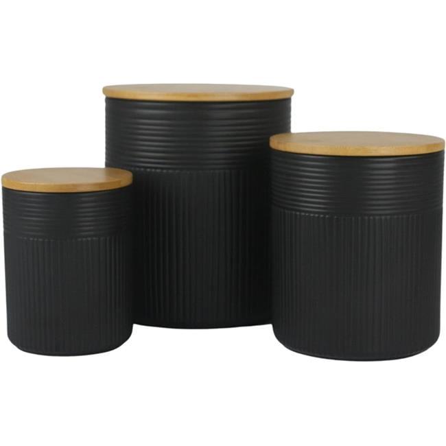 10 Strawberry Street CAN3-LUCA-MB 3 Piece Luca Matte Black Embossed Canister Set