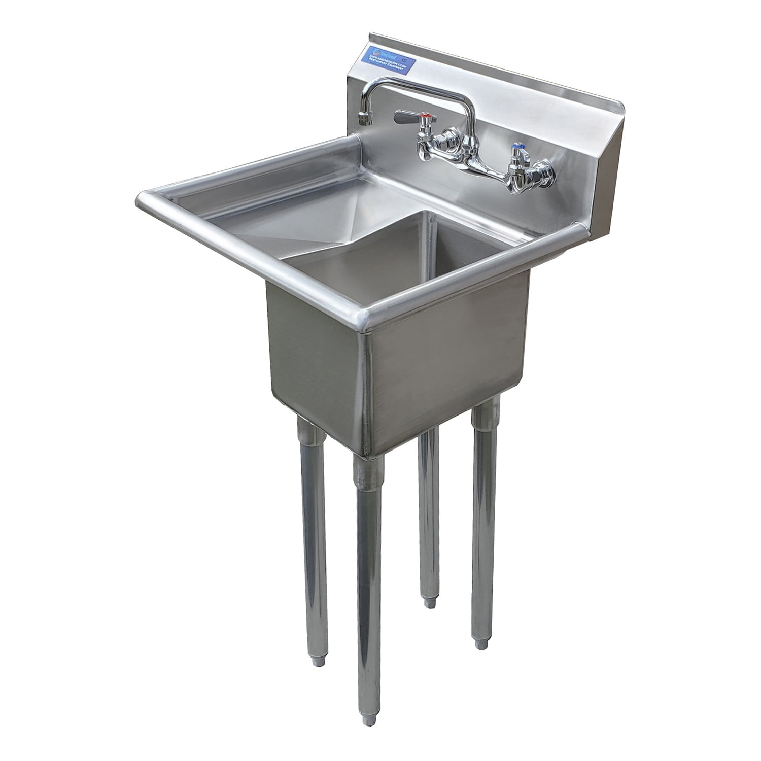 10″ x 14″ x 10″ with 10″ Left Drainboard with Faucet One Compartment Stainless Steel Commercial Kitchen Prep & Utility Sink | NSF