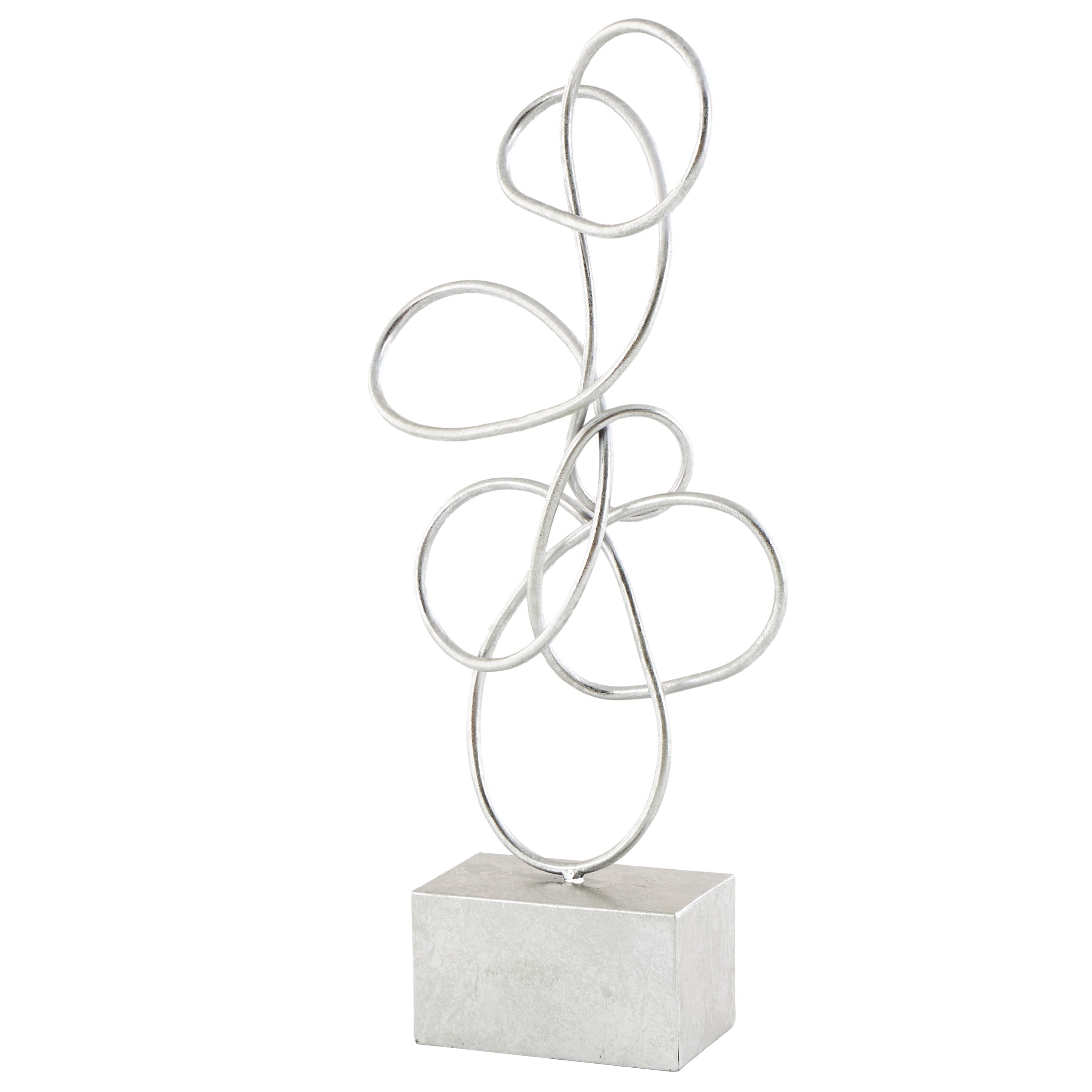 10" x 22" Silver Metal Swirl Abstract Sculpture, by DecMode