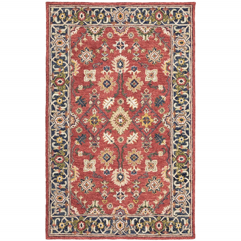 10'x13' Red and Blue Bohemian Rug