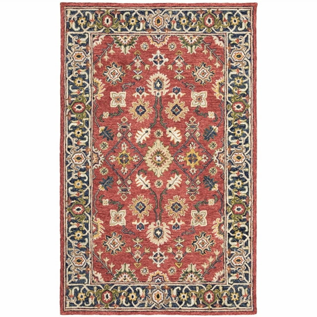 10 x 13 ft. Bohemian Rug, Red & Blue