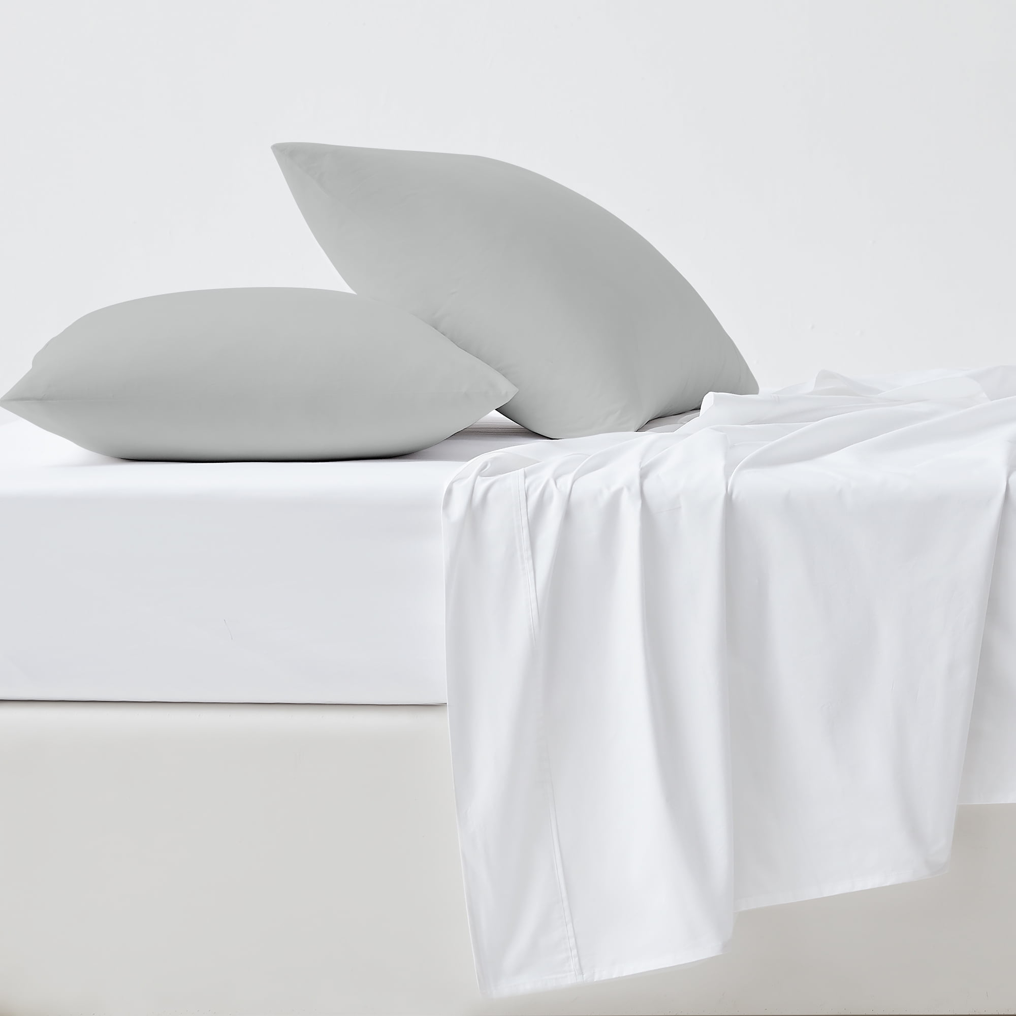 Purity Home 100% Cotton Standard Light Grey Percale Pillowcases, 400 Thread Count Breathable, Super Soft, Cool & Crisp 2-Piece Set