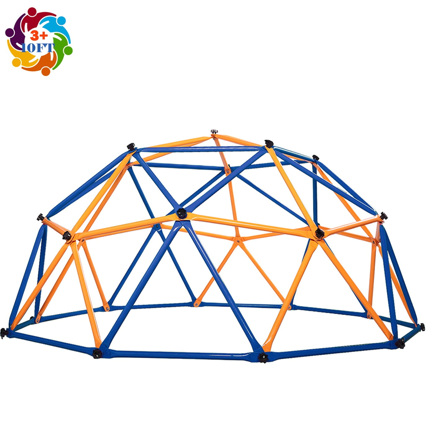 10FT Kids Jungle Gym, Colorful Dome Climber for Outdoor, Geometric Climbing Dome with Gripper, Stable Rhombus, Max Support 900LBS, Age 3-10 Boys&Girls Indoor Play