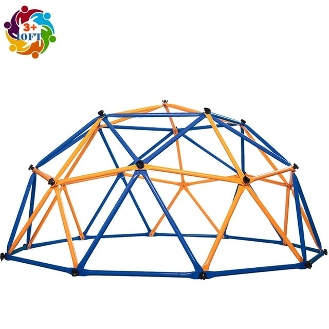 10FT Kids Jungle Gym, Colorful Dome Climber for Outdoor, Geometric Climbing Dome with Gripper, Stable Rhombus, Max Support 900LBS, Age 3-10 Boys&Girls Indoor Play