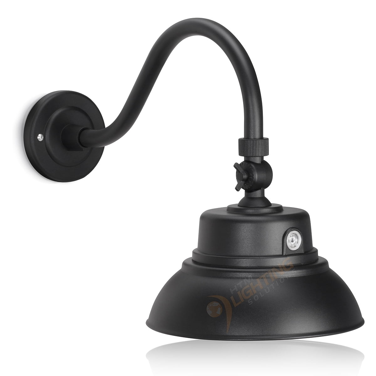 10in. Black Gooseneck Barn Light LED Fixture for Indoor/Outdoor Use - Photocell Included - Swivel Head - 25W - 2000lm - ETL Listed - Sign Lighting - 3000K (Warm White)