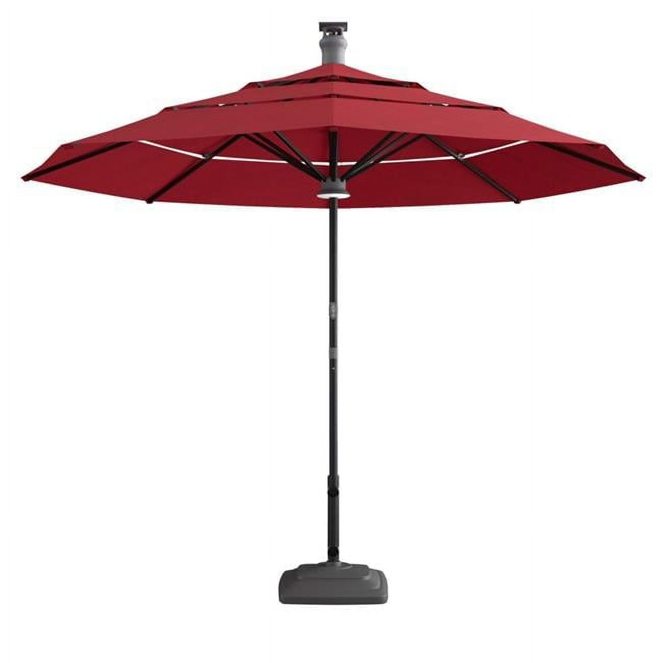 11 ft. Red Sunbrella Octagonal Lighted Smart Market Patio Umbrella