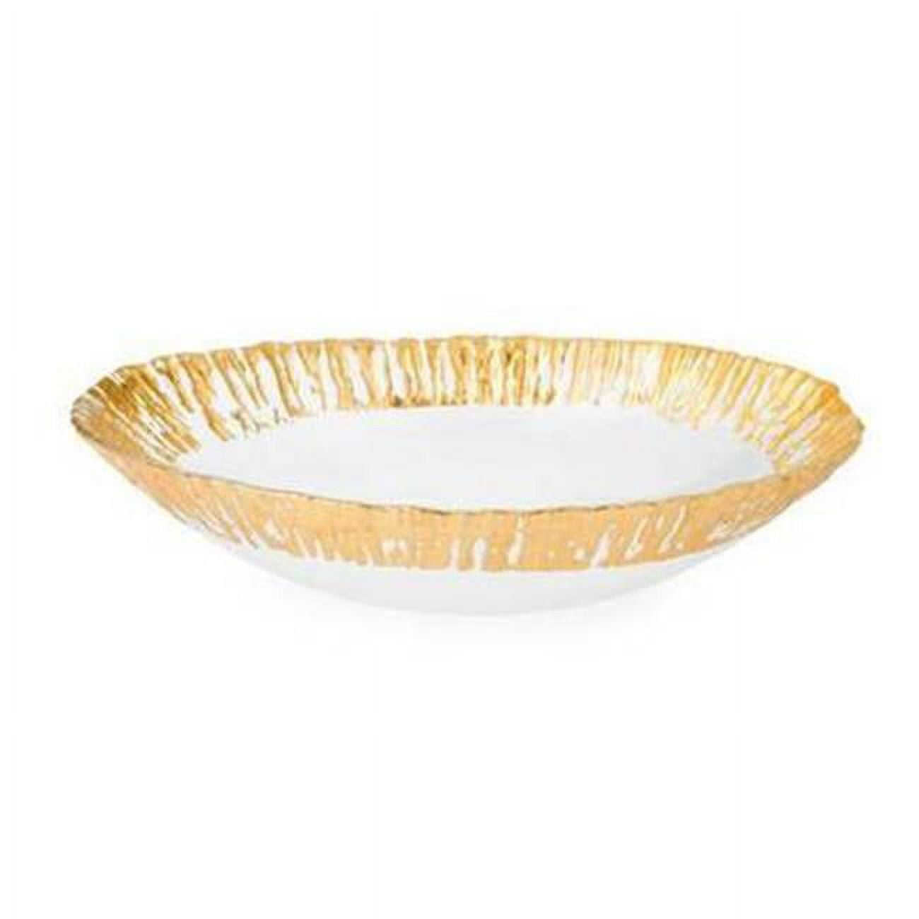 11 in. Scalloped Bowl with Gold Artwork - 11 in.