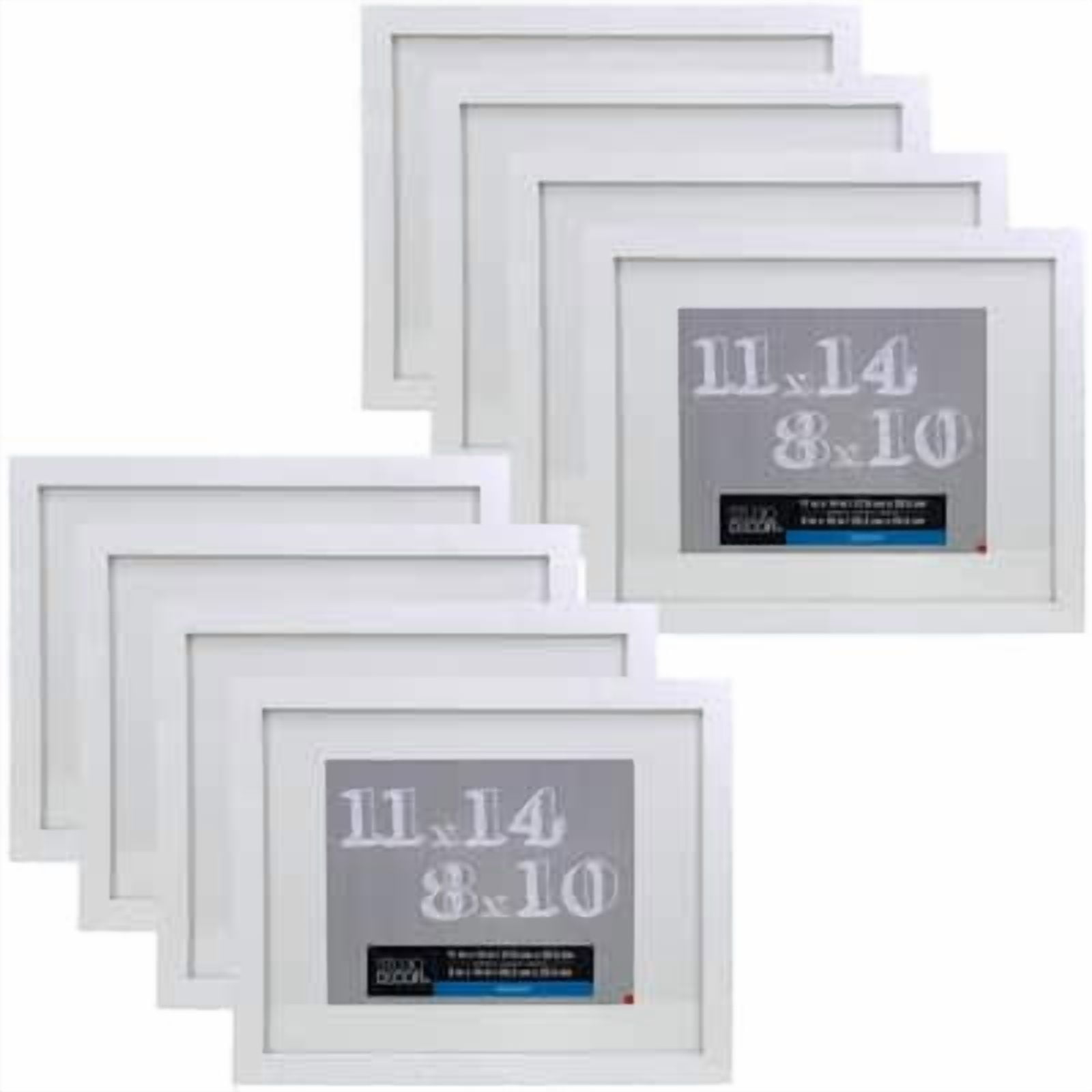 11" x 14" White Belmont Picture Frame with 8" x 10" Mat by Studio Décor - Pre-attached Hanging Hardware - Horizontal or Vertical Display - MDF - Bulk 8 Pack
