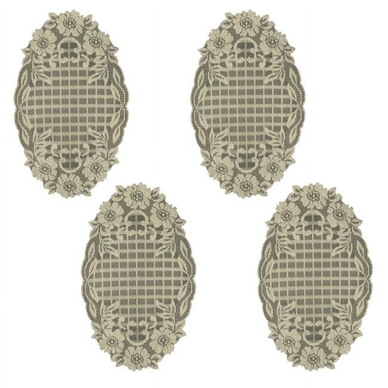 Heritage Lace FT-1118L-S 11 x 18 in. Floral Trellis Doilies, Linen - Set of 4