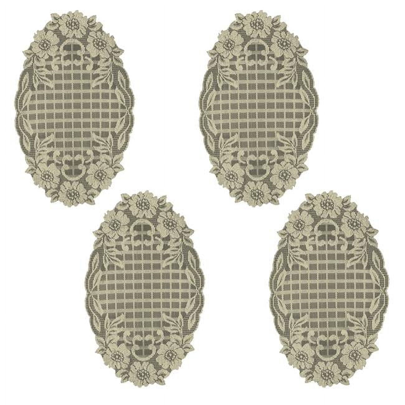Heritage Lace FT-1118L-S 11 x 18 in. Floral Trellis Doilies, Linen - Set of 4