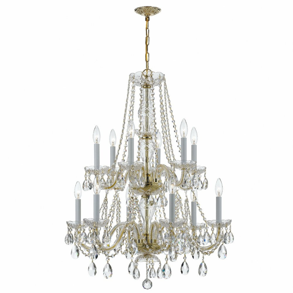Crystorama Lighting Traditional Crystal 12 - Light Chandelier in  Polished Brass
