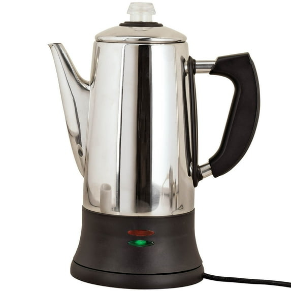 Home Marketplace 12-Cup Electric Coffee Percolator - Stainless Steel Coffee Maker for Strong, Flavorful Brew | No Paper Filters Needed, Easy Serve, Nostalgic Design - by Fox Valley Traders