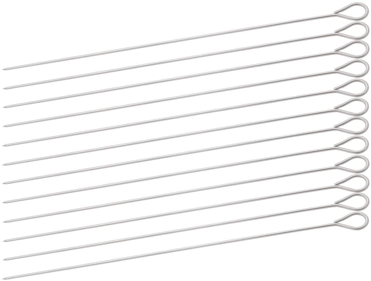 12 Inch Barbecue Skewers, 12Pcs Stainless Steel BBQ Skewers, Shish Kebab Kabob Skewers by HONSHEN