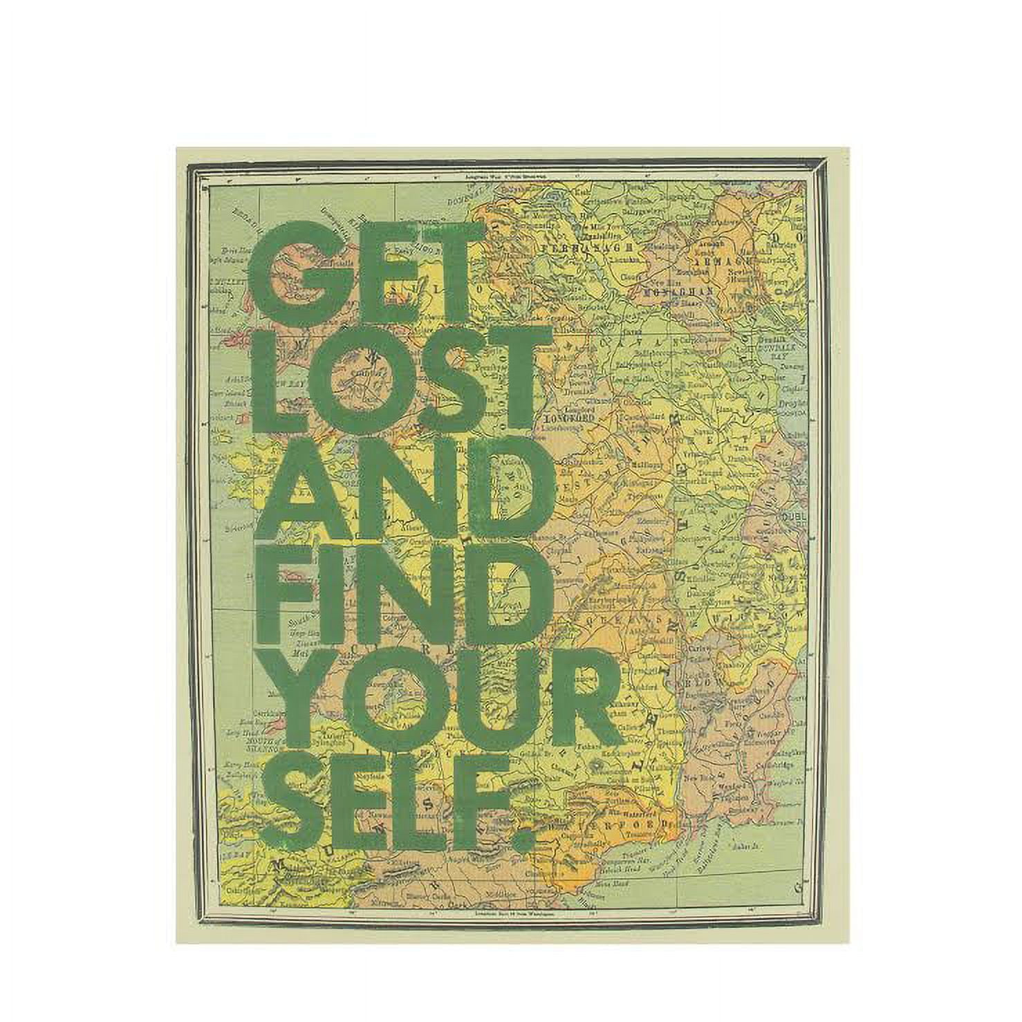 Ganz 12" Inspirational Quote "Get Lost And Find Your Self" Colorful Framed Atlas Map Hanging Wall Art