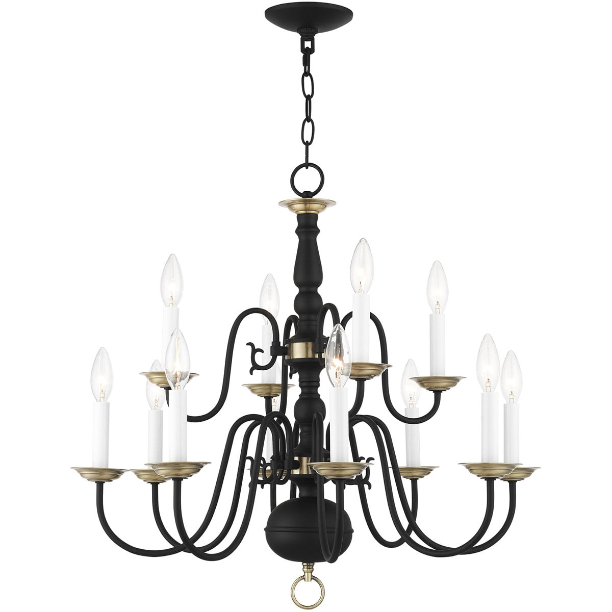 Livex Lighting Williamsburgh 12 - Light Chandelier in  Black