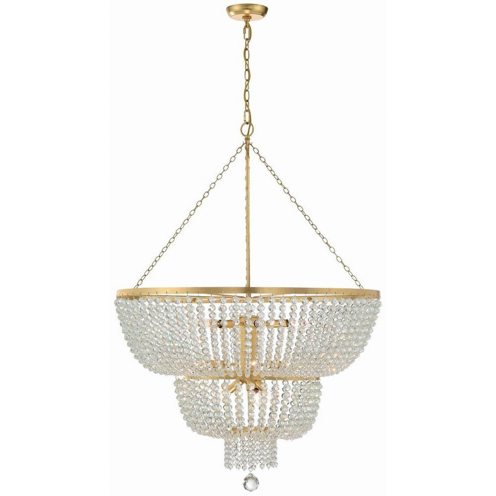 12 Light Chandelier In Classic Style 32 Inches Wide By 46 Inches High-Antique Gold Finish Crystorama Lighting 612-Ga