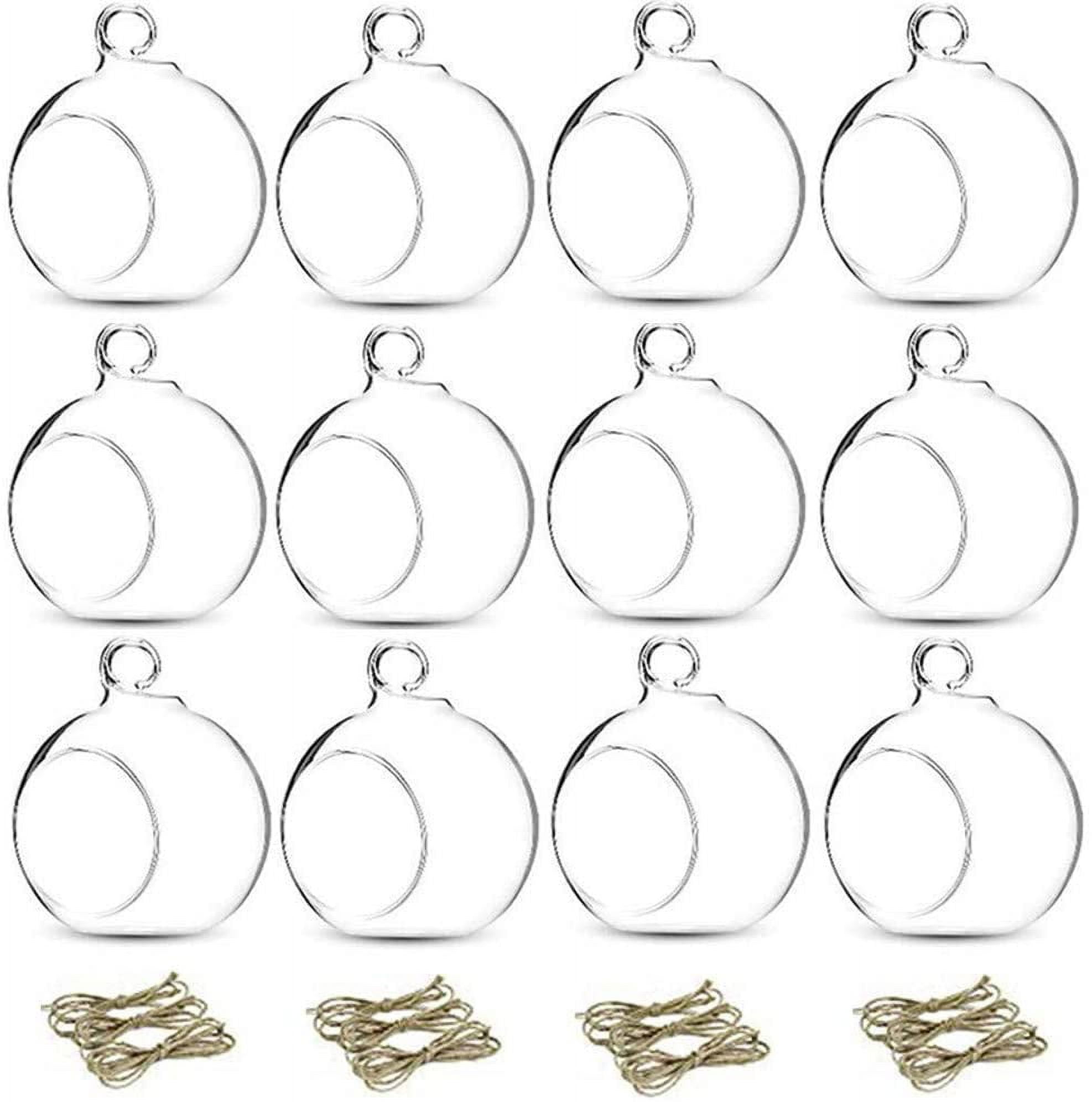 12 Pcs 3.15"/ 8cm Hanging Glass Tealight Holder Globe Plant Terrariums Glass Orbs Air Plants Tea Light Candle Holders Home Decor Indoor Outdoor Garden DIY Gifts (9 Pcs + 3 Pcs)
