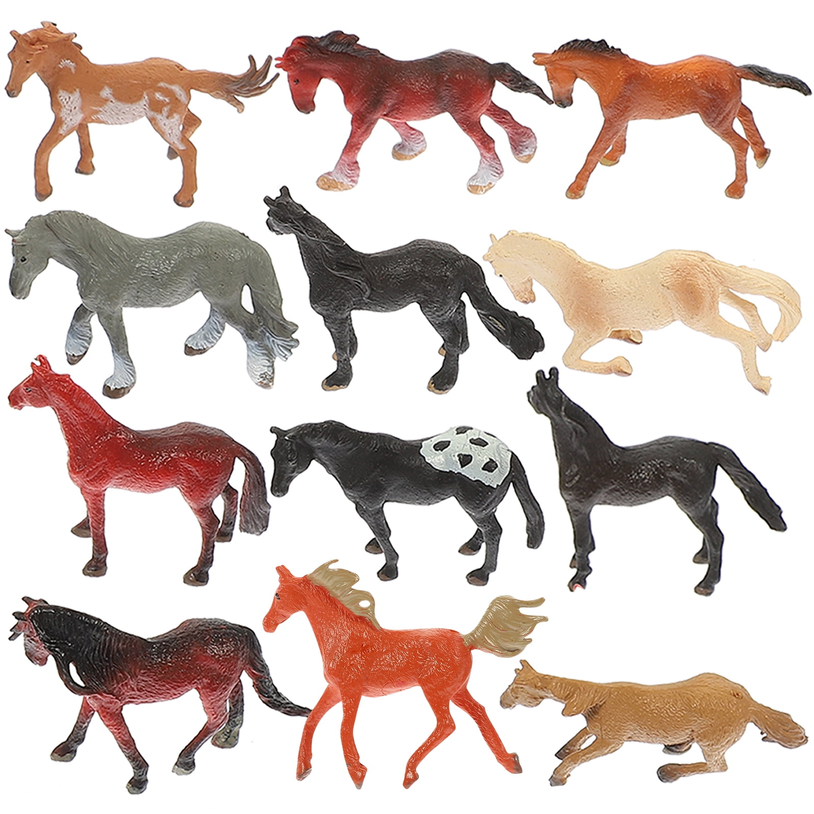 12 Pcs Simulation Horse Decor Toy Horses Zoo Animals Figurines Realistic Child Toddler