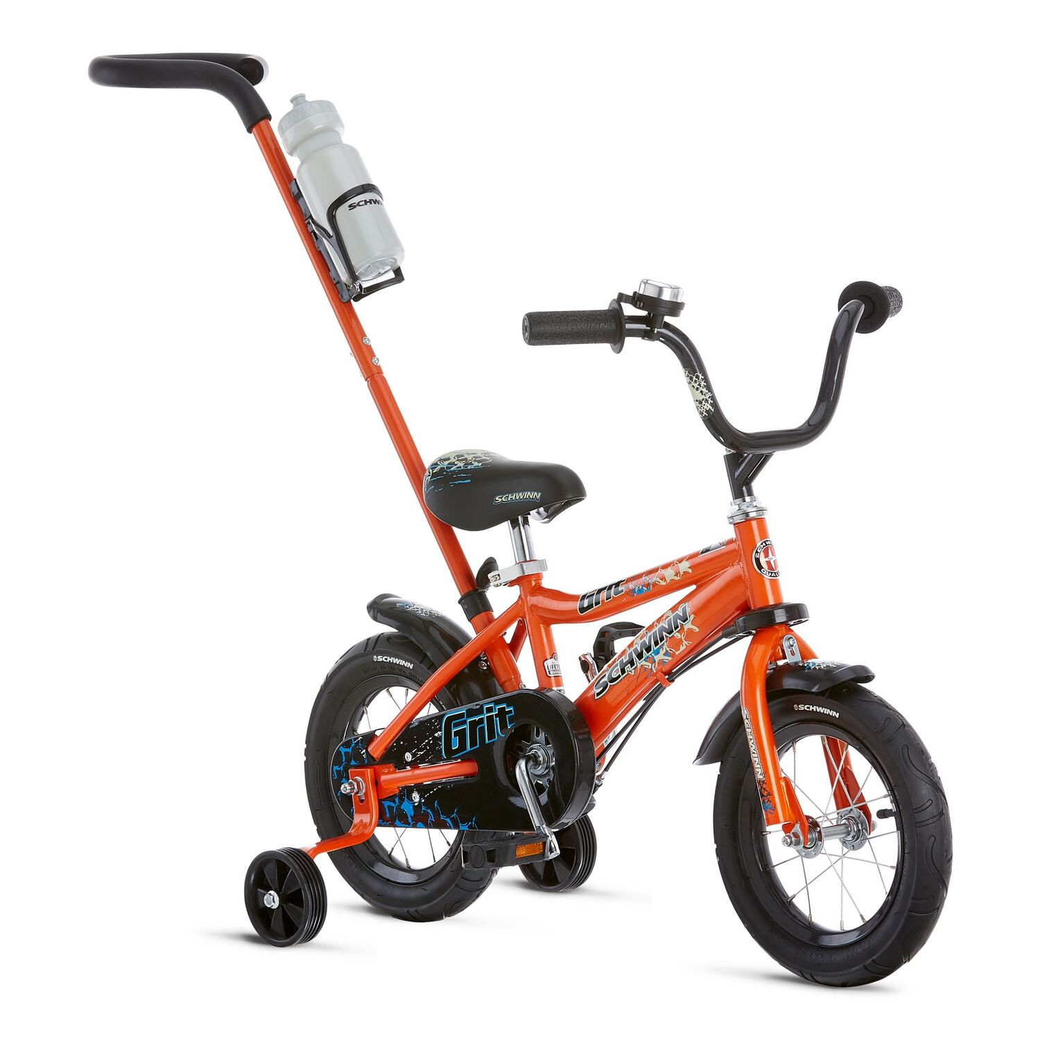 12" Schwinn Orange Grit Boys' Bike with Removable Push Handle