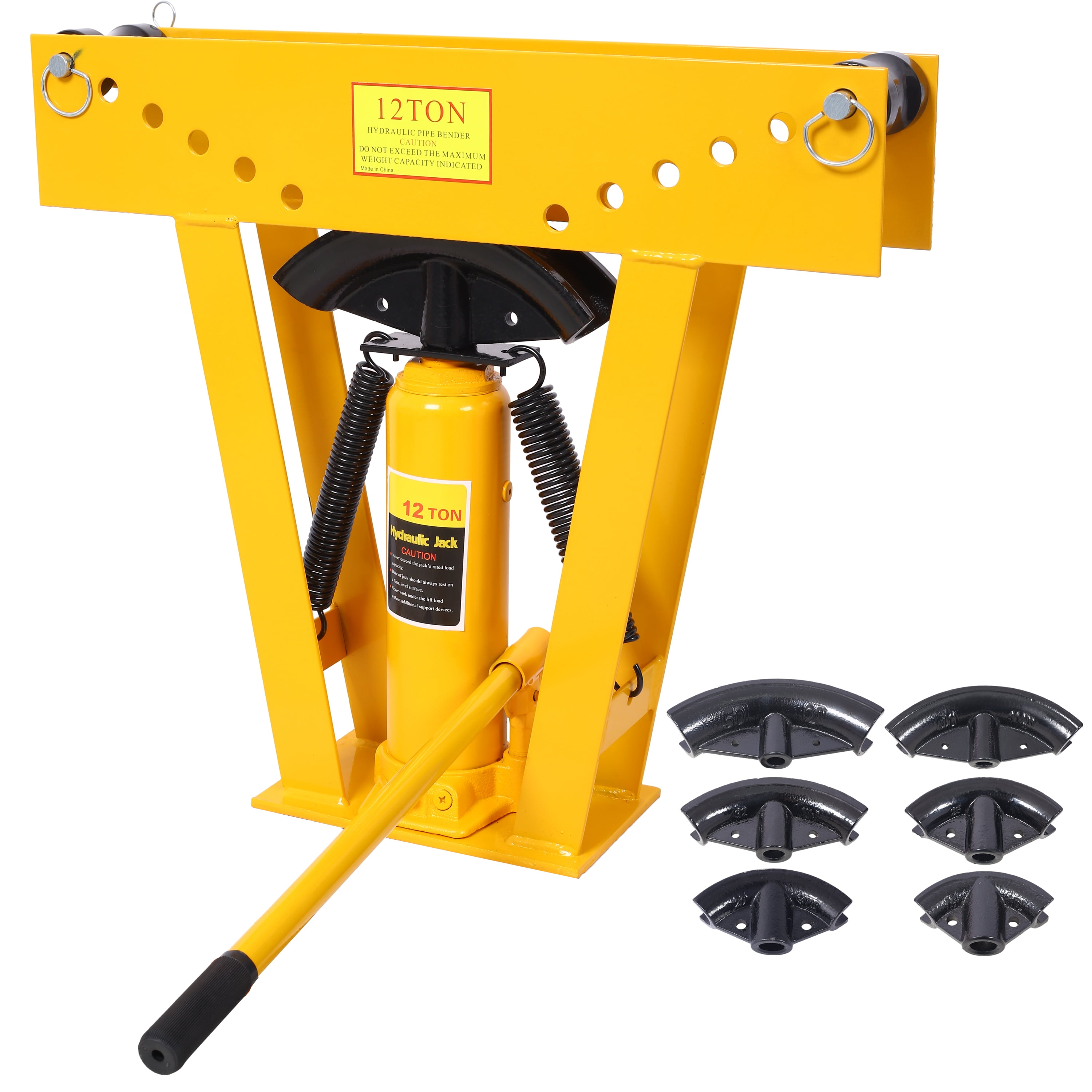 12-Ton Yellow Steel Manual Hydraulic Pipe Bender with 6 Dies