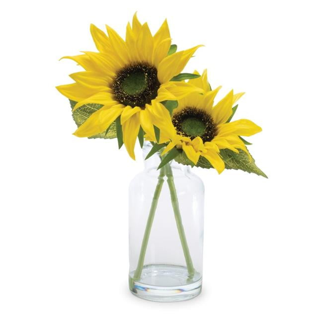 Melrose International LLC Sunflower in Vase (Set of 2) 12"H Polyester/Glass