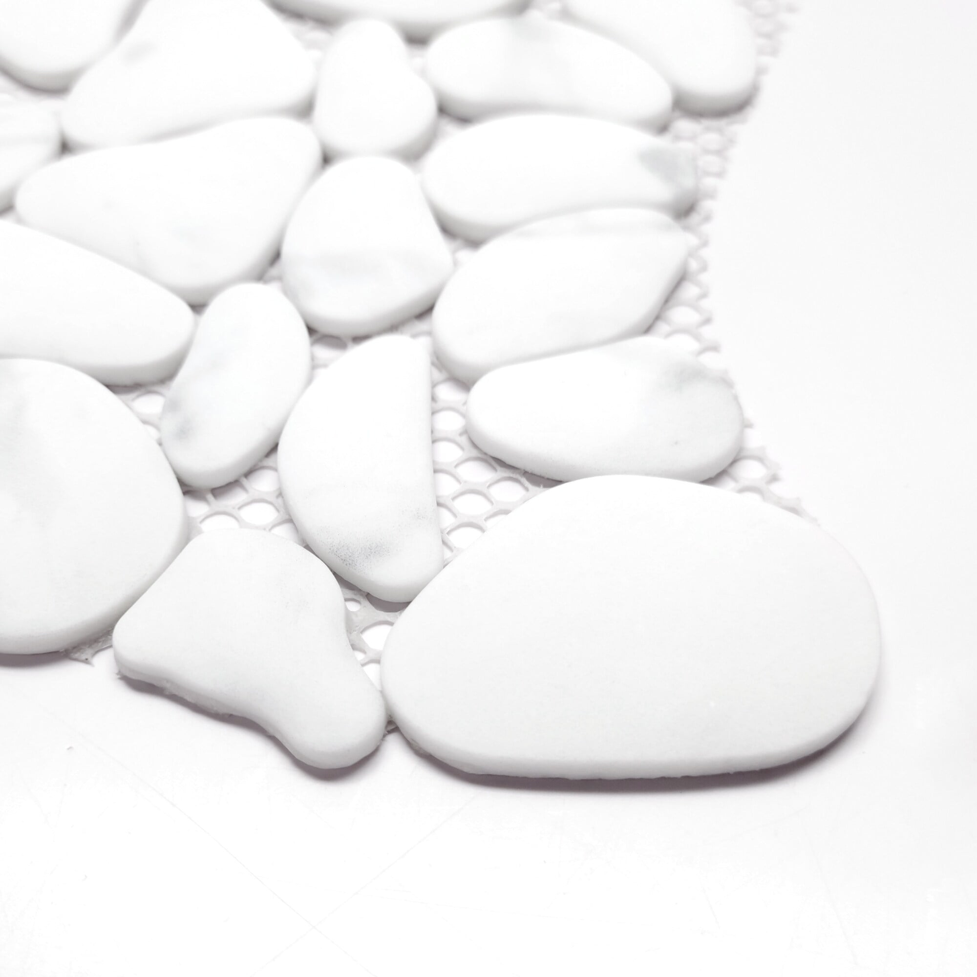 12"x 12" Pebble Recycled Glass Peel & Stick Mosaic Wall Tile (10 pcs) Carrara Matte White pebble