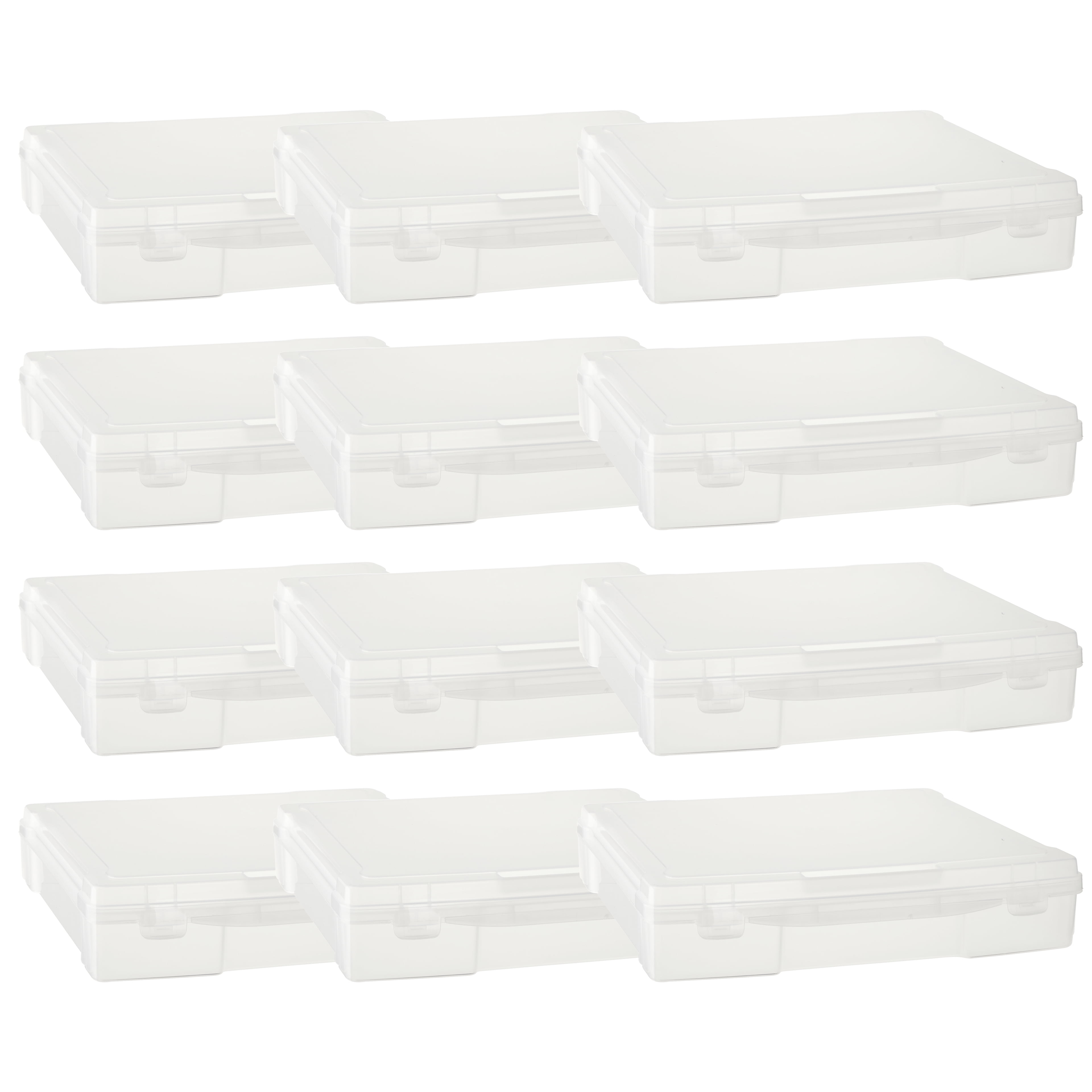 Caja de Almacenamiento de Plástico para Álbumes de Recortes de 12" x 12" de Simply Tidy - Caja Portátil para Documentos - Papeles - Costura - Manualidades - Transparente - Paquete de 12 a Granel