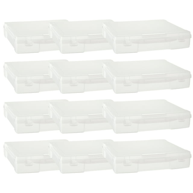 Caja de Almacenamiento de Plástico para Álbumes de Recortes de 12" x 12" de Simply Tidy - Caja Portátil para Documentos - Papeles - Costura - Manualidades - Transparente - Paquete de 12 a Granel