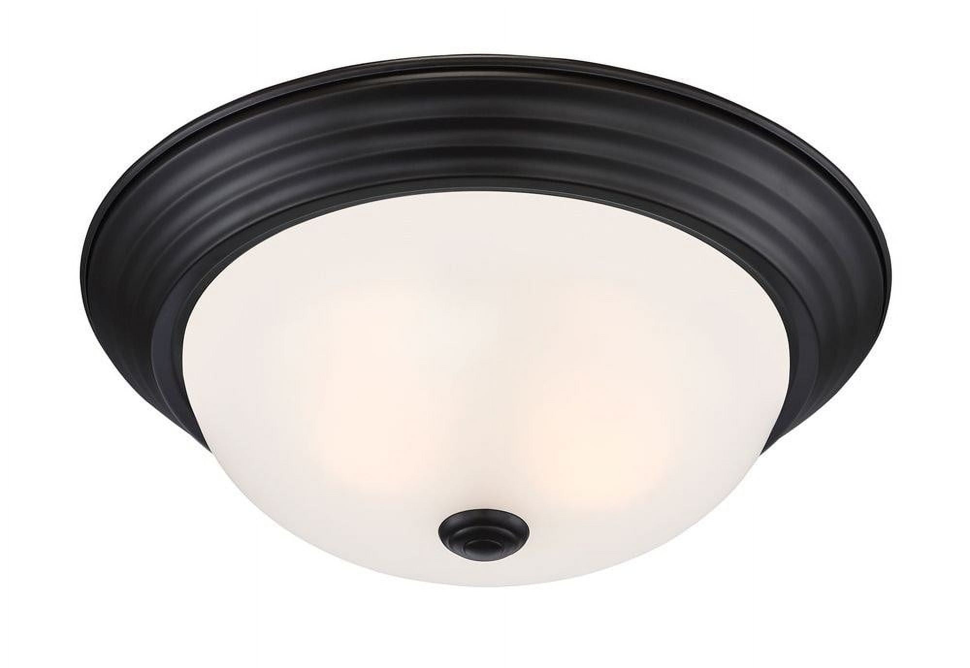 1257M-ORB-W-Designers Fountain-13 Inch 2 Light Flush Mount-Oil Rubbed Bronze Finish-Etched Glass Color