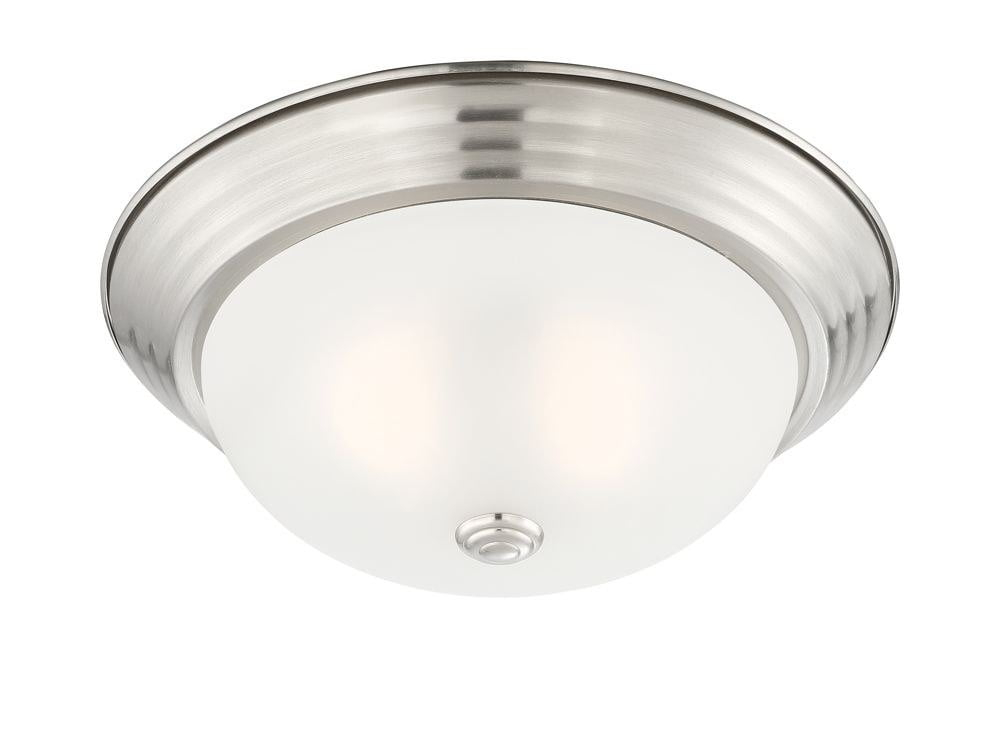 1257M-SP-W-Designers Fountain-13 Inch 2 Light Flush Mount-Satin Platinum Finish-Etched Glass Color