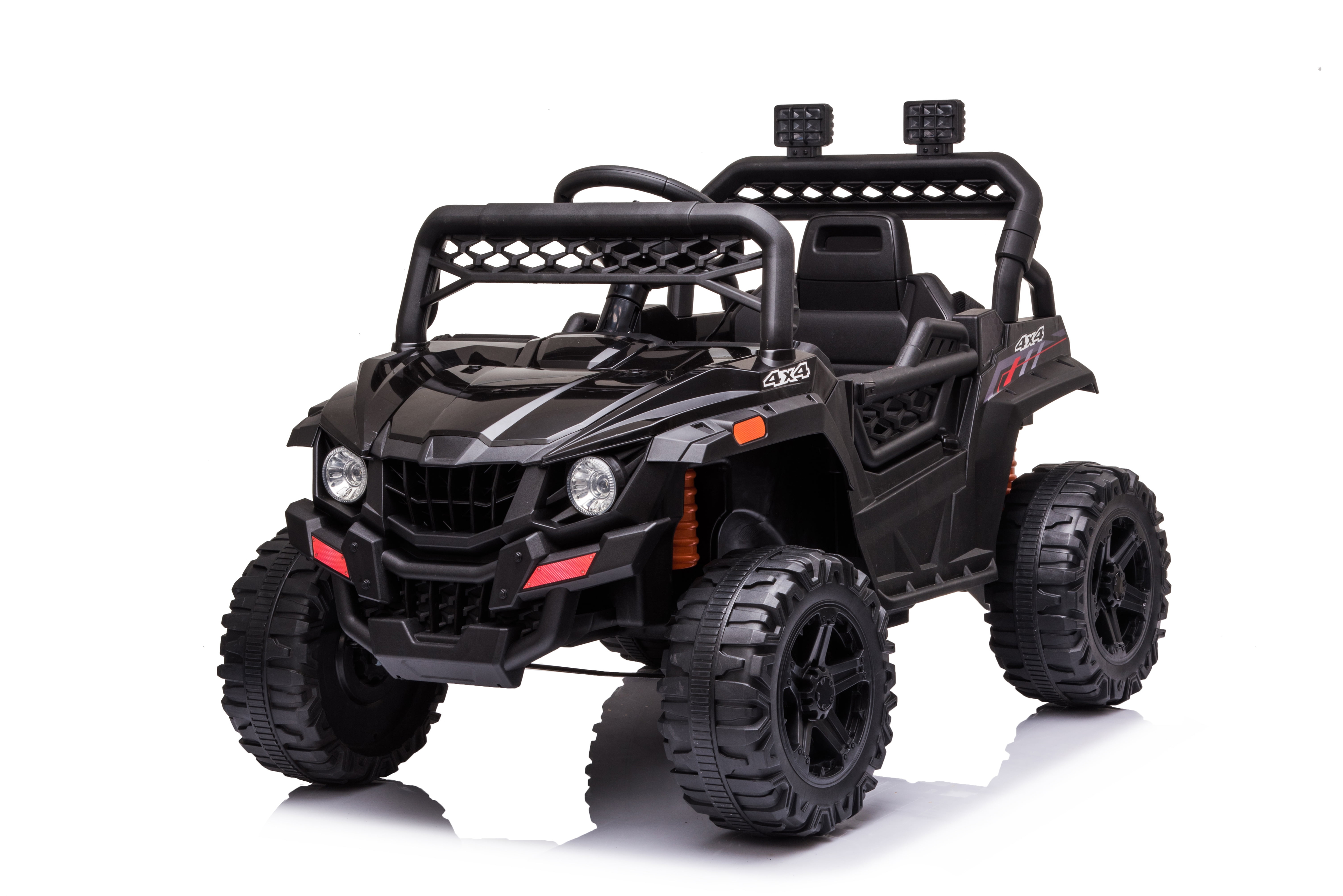 Acekid 12V Kids Ride on Car Truck w/ Parent Remote Control, LED Lights, Spring Suspension, Music, Black