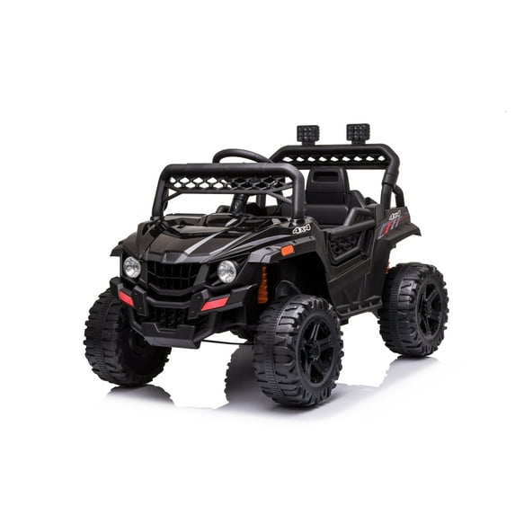 Acekid 12V Kids Ride on Car Truck w/ Parent Remote Control, LED Lights, Spring Suspension, Music, Black