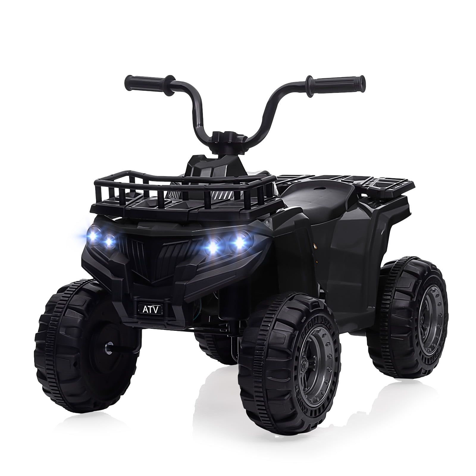Black 12V Battery Powered Kids Ride-On Electric Quad