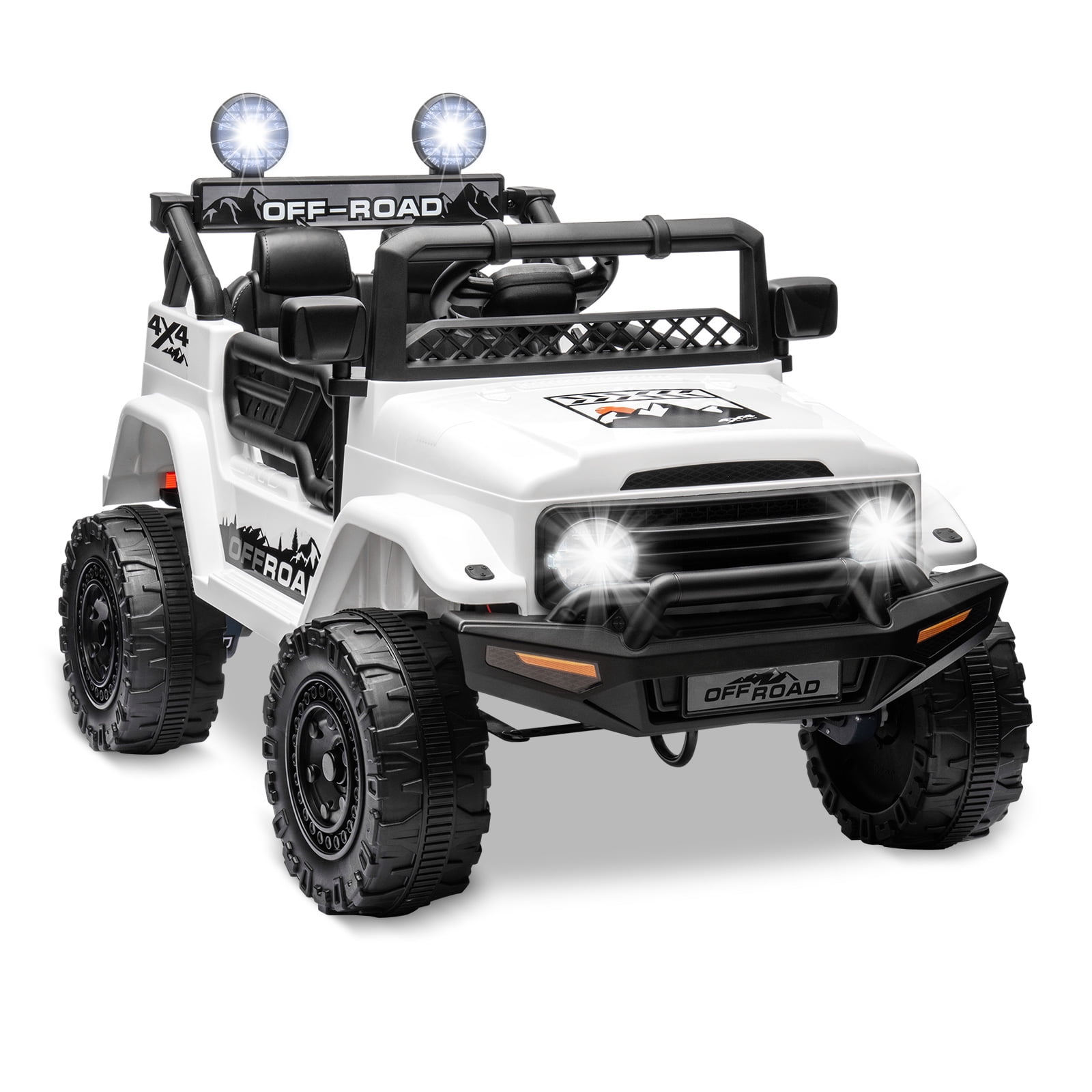 DSstyles 12 V Powered Ride-On Toy Truck Car with Remote Control, LED Lights and Spring Suspension